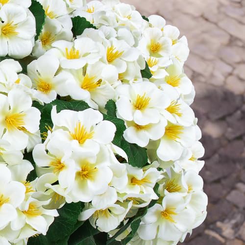 12 Pcs Artificial Geranium Flowers for Outdoors Geranium Silk Flowers Outdoor UV Resistant Garden Plants Faux Flowers for Home Kitchen Table Centerpieces Decor