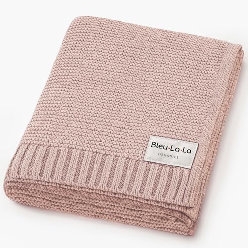 100% Organic Cotton Heritage Knit Textured Baby Quilt Blanket for Girls