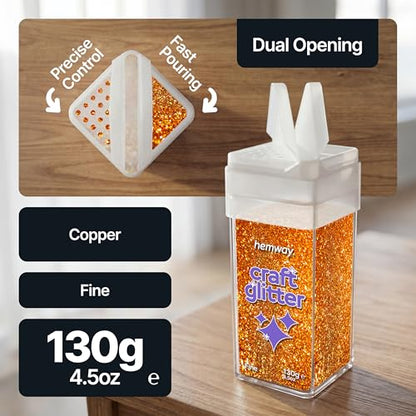 Craft Glitter Shaker Copper 130g Fine (3.8 Ounce)
