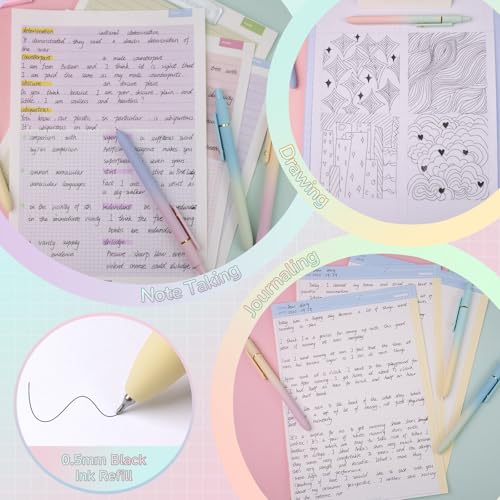 Gel Pens 6 Pcs 0.5mm Fine Point Smooth Writing Pens Japanese Cute Pens
