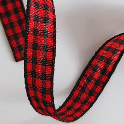 Red and Black Gingham Plaid Checked Ribbon 25 Yards Each Roll 100% Polyester (75 Foot)