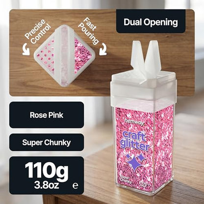 Craft Glitter Shaker Rose Pink 110g Super Chunky (3.8 Ounce)