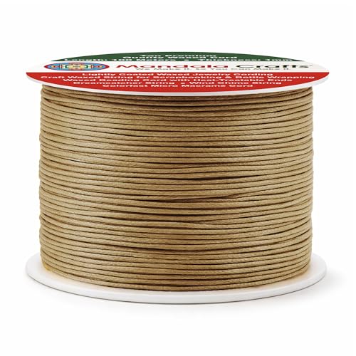 1mm Tan Cotton Waxed Cord for Jewelry Making (327 Foot)