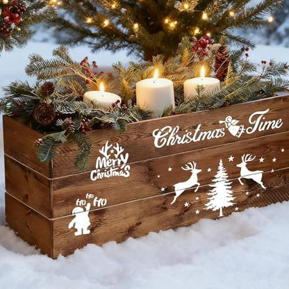 14Pcs Larger Christmas Stencils for Painting On Wood Reusable Xmas Stencils Set Holiday Templates for DIY Crafts Home Decor Art Projects (14 Count)