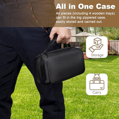 Double Six Dominos Set for Adults with Wooden Racks and Travel Case
