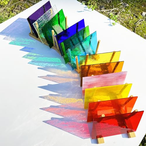 12 Sheets Transparent Stained Glass Sheet Rainbow Colors