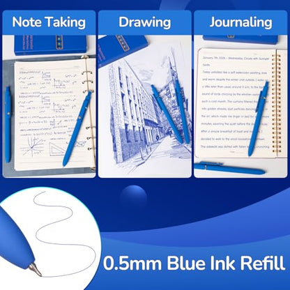 6 Pcs Blue Ink Pens for Journaling 0.5mm Fine Point Blue Gel Ink Pens (6 Count)