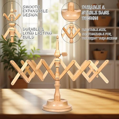 Wooden Yarn Swift Umbrella Table Top Yarn Winder