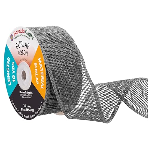 1 1 2 Inch Wide Gray Burlap Ribbon for Crafts (60 Foot)
