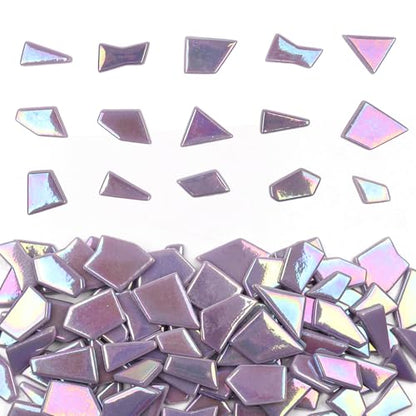 Iridescent Purple Glass Mosaic Tiles for Crafs Bulk (7.05 Ounce)