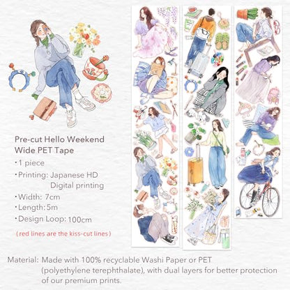Pre Cut Hello Weekend Wide PET Tape