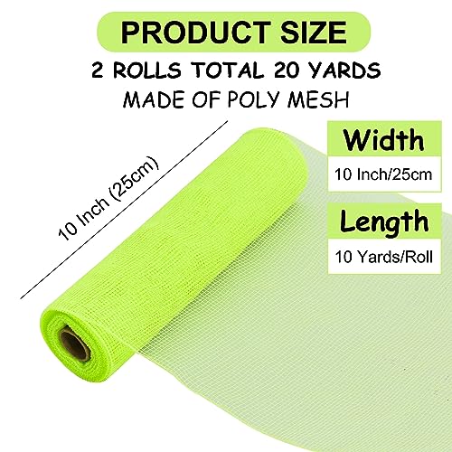 2 Rolls 10 Inch Light Green Decorative Mesh Ribbbon Rolls (60 Foot)