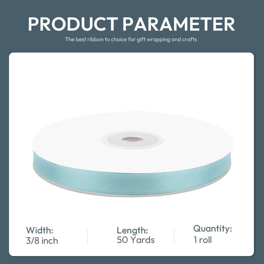 KMER LIFE 3/8" Wide x 50 Yards Baby Blue Polyester Satin Ribbon, Perfect for Wedding Decor, Crafts, Gift Wrapping & Other Projects - Crafty Corner