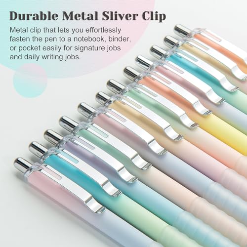 Gel Pens Fine Point 0.7mm Black Ink Gel Pen Retractable Cute Pens for Smooth Writing School Office Supplies (12 Count)