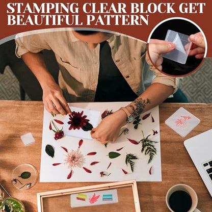 7 Pcs Acrylic Stamp Blocks Set with Grid Lines