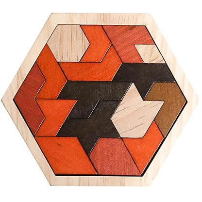 Wooden Hexagon Blocks Puzzle (16 Count)