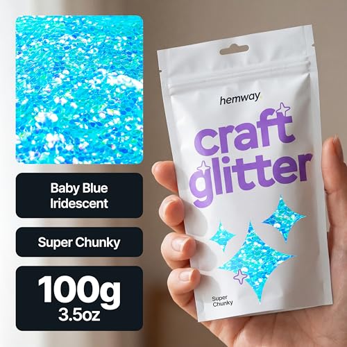 Craft Glitter Baby Blue Iridescent 100g Super Chunky Glitter