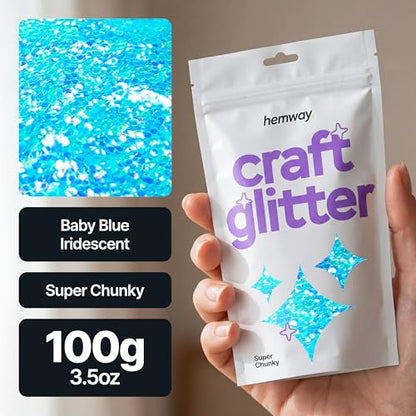Craft Glitter Baby Blue Iridescent 100g Super Chunky Glitter
