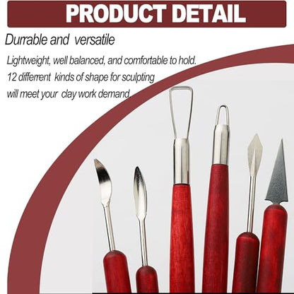 6 Piece Clay Sculpting Tools Set Perfect for Polymer Air Dry Modeling Clay Beginners & Professionals Ideal for DIY Pottery & Ceramics Tools for Clay Sculpting & Crafting