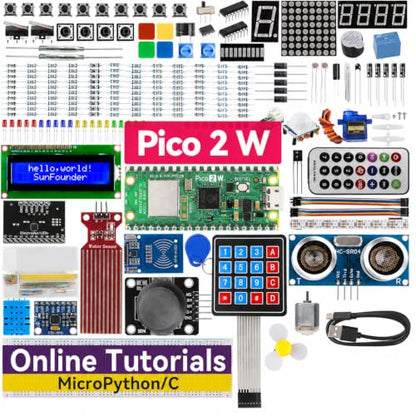 Raspberry Pi Pico 2 W Ultimate Starter Kit with 110+Video Courses Online Tutorials