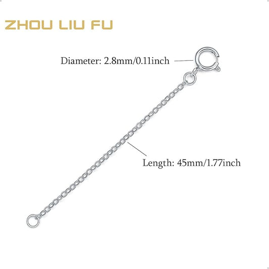 ZHOU LIU FU 18K/750 Real White Gold Extender for Necklace Bracelet Anklet Extenders for Jewelry Gold Extension for Women Men Durable Adjustable Chain Accessories 1.77Inch/4.5cm KG216431