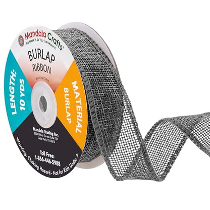 1 Inch Wide Gray Burlap Ribbon for Crafts (60 Foot)