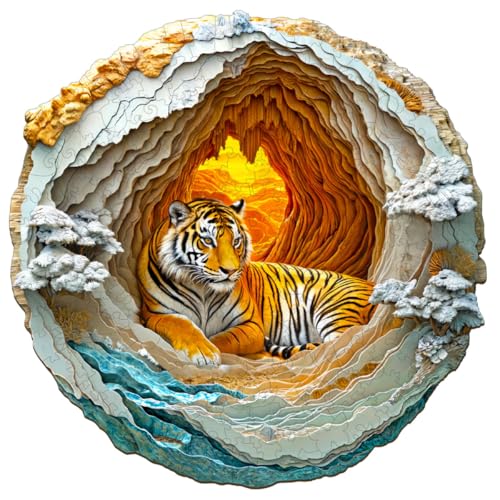 3D Cute Tiger Puzzles Adults Gifts for Women Men Wooden 100 Pieces 8.5 * 8.5in