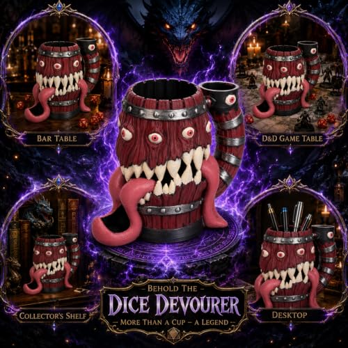 Dice Tower Mug DND Dice Rolling Tower with 7 PCS Dice Set
