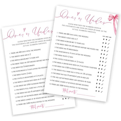 Bridal Shower Games Cards