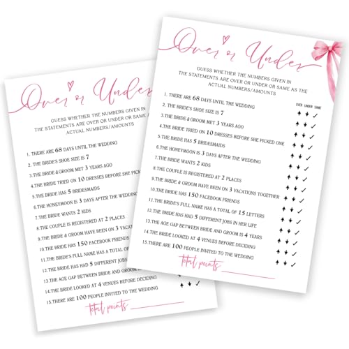 Bridal Shower Games Cards