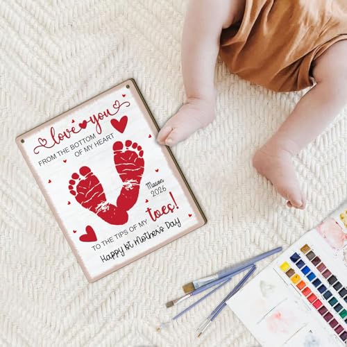 DIY Baby Footprint Wooden Sign Plaque