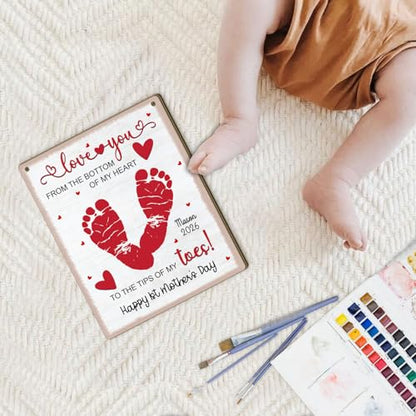 DIY Baby Footprint Wooden Sign Plaque