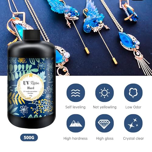 Crystal Clear Hard UV Resin Upgraded Formula Ultraviolet Fast Curing for Jewelry Making Craft Decoration