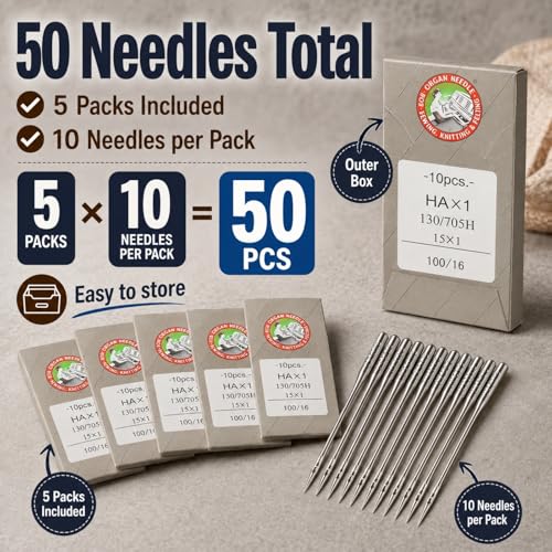 50 PCS Sewing Machine Needles for Brother (50 Count)