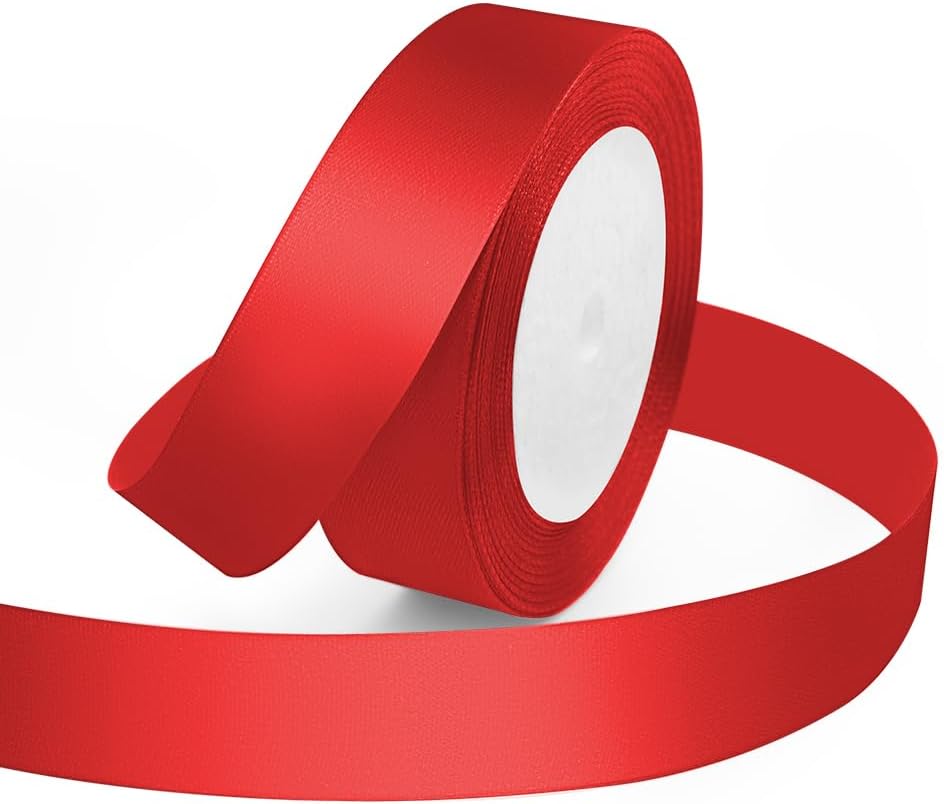 KMER LIFE 1 Inches x 25 Yards Red Satin Ribbon Solid Fabric Ribbons for Crafts, Wedding Decor, DIY Hair Accessories, Sewing, Gift Package Wrapping, Valentine's Day Bouquet and More - Crafty Corner