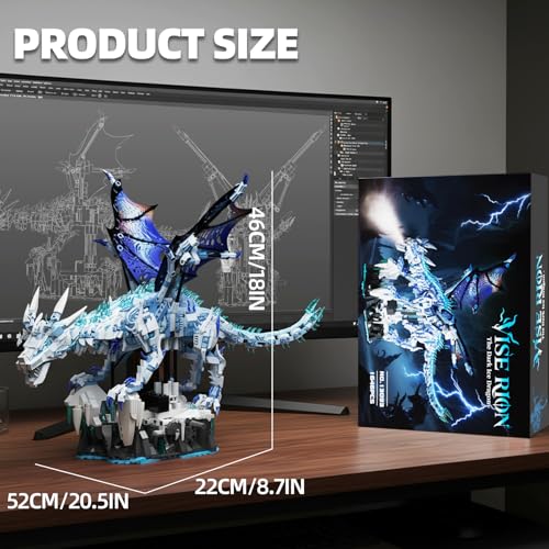 Mechanical Dark Ice Dragon Building Block Set with Hand Crank Motion Movable Head