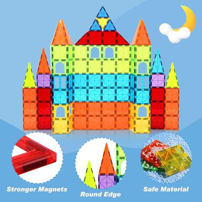 104PCS Magnetic Tiles STEM Building Blocks for Kids Ages 3 (104 Count)