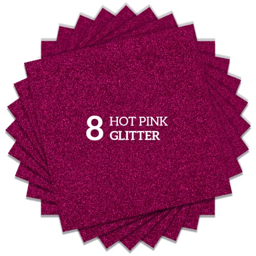Hot Pink Glitter HTV Heat Transfer Vinyl Bundle 8 sheets (8 Count)