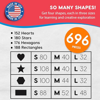 Heart Star Hexagon Rectangle Cutouts (696 Count)