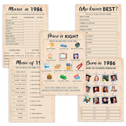 40th Birthday Party Games (50 Count)