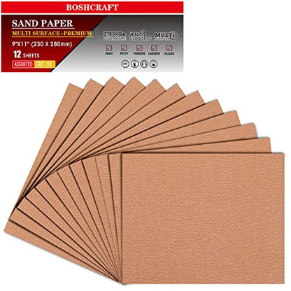 150 Grit Sand Paper 9" x 11" (12 Count)