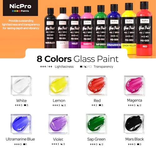 8 Colors Stained Glass Paint Set (32 Fl Oz)