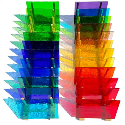 24 Sheets Rainbow Transparent Stained Glass Sheet Value Pack (24 Count)