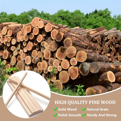 Wood Strips Slats Wooden Sticks for Crafts 3 (15 Count)