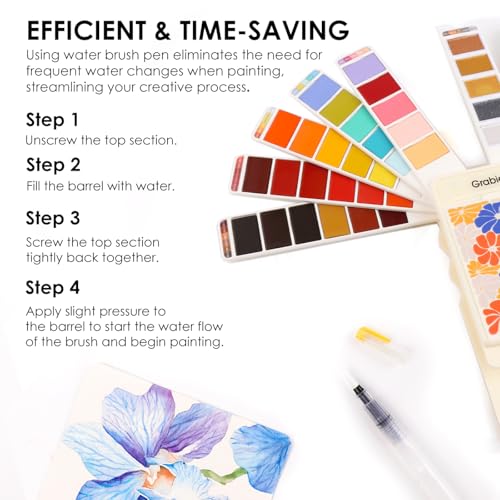 Portable Watercolor Paint Set of 56 Color with Water Brush & Palette