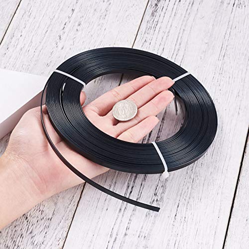 32.8Ft 5mm Aluminum Flat Wire Black Bendable Metal Craft Wire Strip for Bezel Sculpting Armature Jewelry Making Gem Metal Wrap (32.8 Foot)