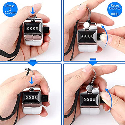 2 Pack Metallic Black Tally Counter Clicker 4 Digit Number