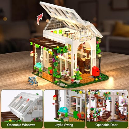 Flower House Building Blocks Set with LED Lights for Girls Ages 8+ (1332 Count)