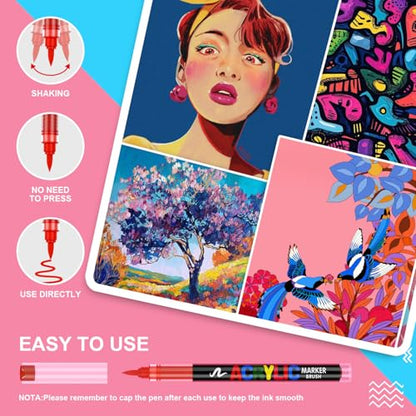 Acrylic Paint Markers for Coloring 120 Colors with 30% More Ink (120 Count)