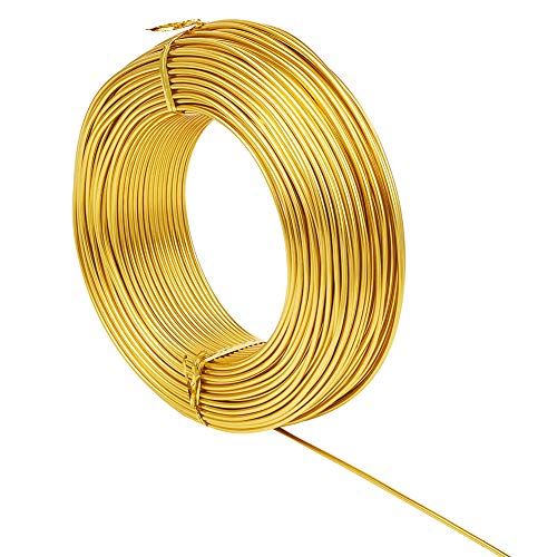 114 Feet 10 Gauge Aluminum Wire Gold Bendable Metal Craft Wire for Beading Jewelry Craft Making (144 Foot)